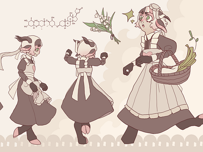 Renard house - maid character design illustration