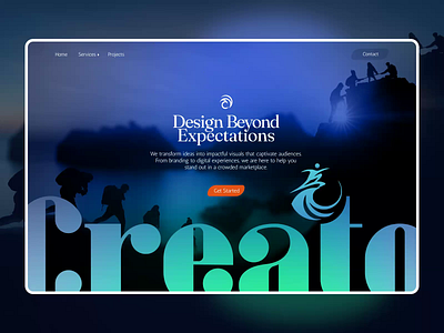 Creato - Design Studio Hero Page animation black blue concept creative design first screen graphic design green hero page inhensweb motion studio ui website