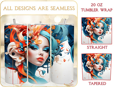 Modern Beauty Straight and Tapered Tumbler Wrap Sublimation seamless tumbler