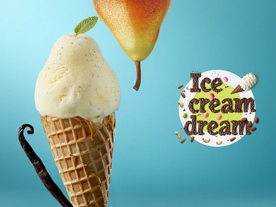 IceCreamDream.Summer: pear orchard. branding creaive design fruits graphic design ice cream ideas illustration keyvisual