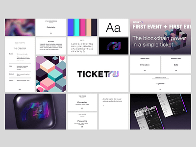 Brand Board - Ticket 721 blockchain brand archetype brand boards branding define event helvetica logomark logotype mood neon styles ticket