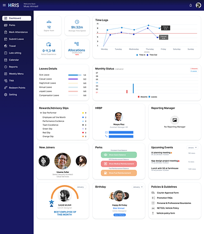 HRIS Home Page Redesign: Streamlining HR Tool for Efficiency'' figma uiux ui