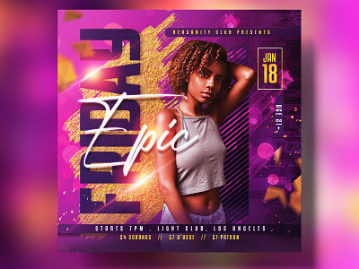 Night Club Flyer Template (PSD) club design dj epic friday flyer graphic design ig post social media post instagram flyer party print template psd psd flyer psd template redsanity template