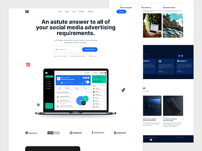 Social Media Marketing Website Design advertising design landing page saas social social media marketing socialmedia uiux web design website