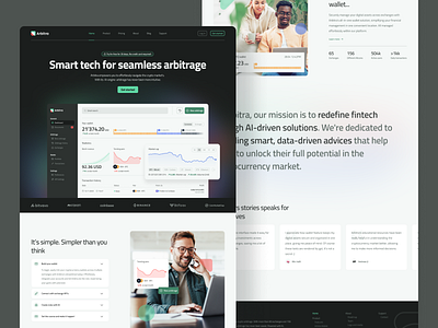 Arbitra - Landing page business web cryptocurrency dark darkmode design fintech hero hero section landing landing page ui user interface web web design webdesign website websites