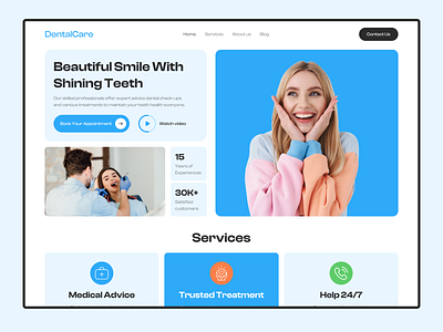 Dental Care HomePage Design dental dental care dental care homepage dental website dentalcare health hero section homepage hospital medical saymujjaman shakil smile teeth ui webdesign