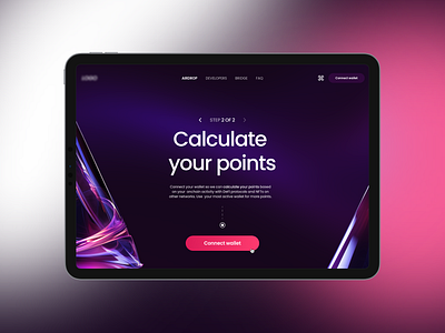 Airdrop - Calculate your points 3d abstract blockchain branding crypto cryptocurrency design ethereum points purple render scoreboard ui uidesign uiux ux uxdesign web design website