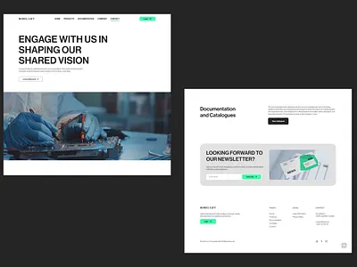 Elevator manufacturing company contact page layout minimalistic type user interface web design white