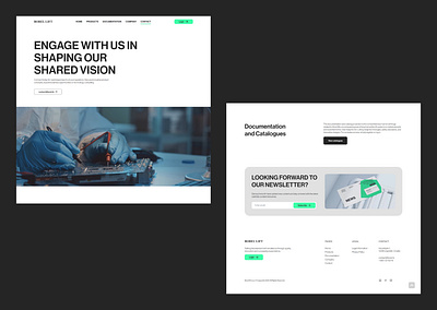 Elevator manufacturing company contact page layout minimalistic type user interface web design white