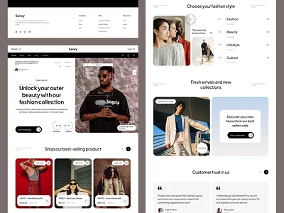 Savvy Fashion Website design ecommerce fashion landing page product store ui ux web web design website