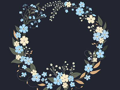 Forget me nots - vector wreath anniversary arrangement blue border branch elegant floral composition flower forget me not frame greeting card love mothers day sophisticated special moments stationery vector illustration wedding wedding invitation wedding wreath