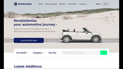 Marketplace for autoparts auto autoparts autosales cars design figma landing marketplace tires ui uiux ux website