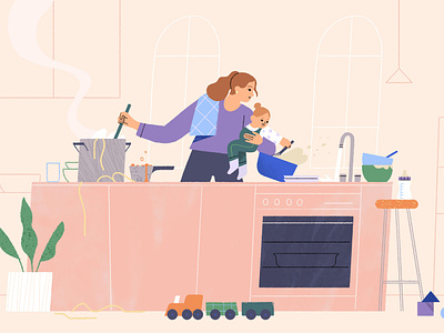 Google Assistant - styleframes 2d assistant character character design family google kitchen motion graphic styeframes