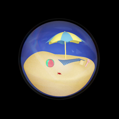 Time at the Beach 3d animation ball beach bubble crab day night parasol sand stars sun timelapse towel umbrella