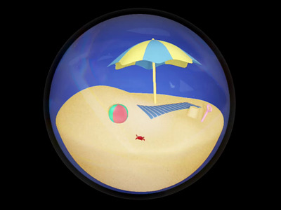 Time at the Beach 3d animation ball beach bubble crab day night parasol sand stars sun timelapse towel umbrella