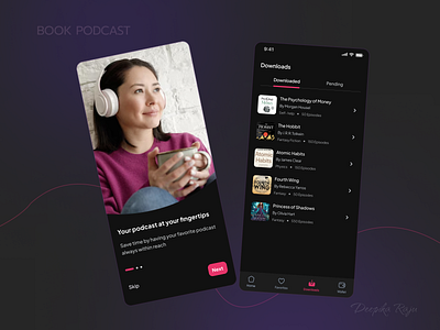 Book Podcast App UI/UX Design app appdesign book app book application bookapp branding design experience design interface design mobileapp ui ui ux ux website