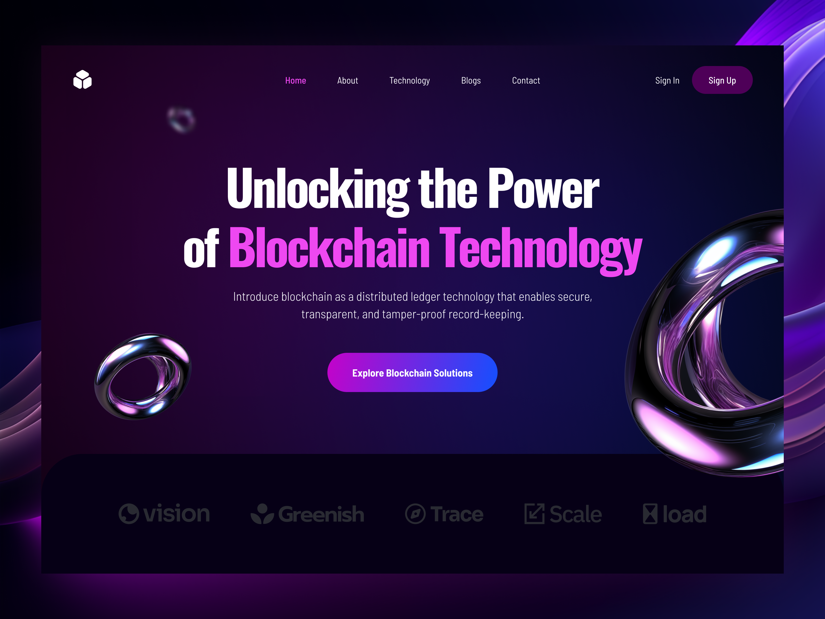 Hero Section - Blockchain Technology ✨ blockchain cryptocurrency dapp decentralization digital transformation distributed ledger ethereum innovation nft security smart contracts technology tokenization transparency uiux web3