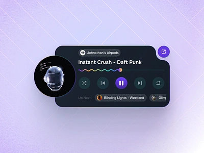 Music Player Widget Exploration cards design daftpunk daily ui 9 dark music player entertainment gradient light music player mini player minimal player music music player play pause music progress bar widget