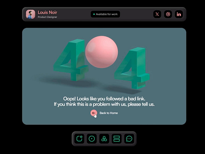 404 Page 3D Animation 3d 3danimation 404 dark mode framer green interactive design landingpage spline trend webdesign