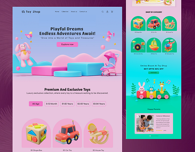 Top Shop For kids Web design 3d 3d websites toy shopping ui website design