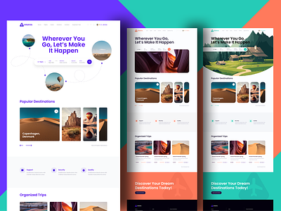 Travel Landing Page Design Let's travel far travel travel landing pages ui