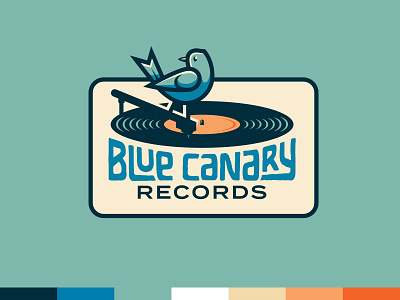 Blue Canary Records® bird blue branding canary handlettering logo record shop records typography
