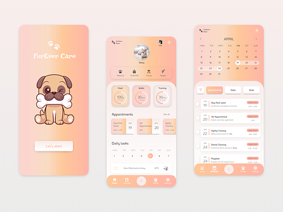 Pets Care App animal animalcare appdesign design dog dogcare mobileapp pet petapp petcare ui uxdesign