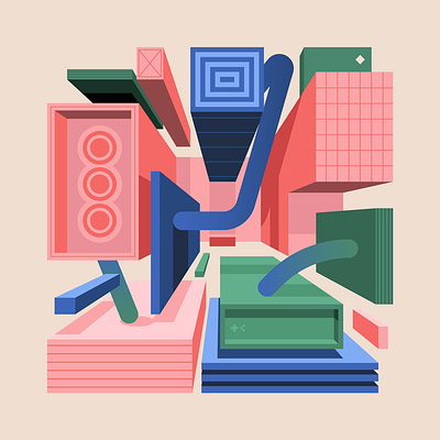 New Chapter architecture blue design digital green icon illustration indonesia isometric minimal nft perspective pink tezos vector