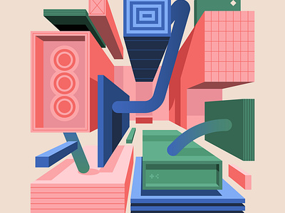New Chapter architecture blue design digital green icon illustration indonesia isometric minimal nft perspective pink tezos vector