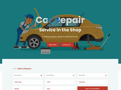 Muizz - Car Repair & Car Machanic Landing Page Template animation branding design flat illustration minimal typography ui website