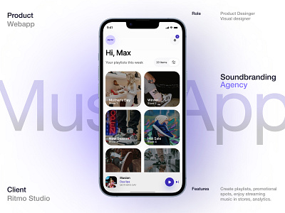 Ritmo Studio - Music Streaming App musiapp music product design ui ux uxdesign