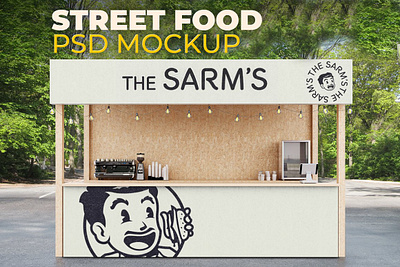 Street Food. PSD MOCKUP. burger cafe coffee food truck hipster market mock mock up pizza retro smart layer street food. psd mockup. style take away wooden