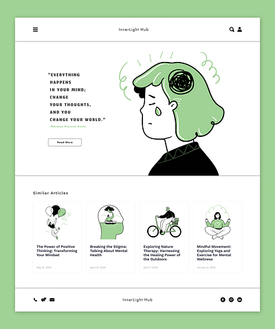 InnerLight Hub- Blog page for mental health issues 🍀 design graphic design illustration typography ui vector