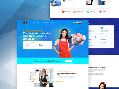 Laundry & Dry Cleaning Homepage animation branding cleaning design drycleaning graphic design homepage iron landingpage laundry ui design wash washing web banner web design website design