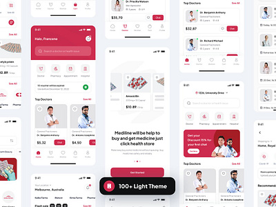 Mediline - Medical & Healthcare App android design authentication doctor ios design mobile mobile app mobile design nurse onboarding template ui kit ui template uikit ux kit uxkit