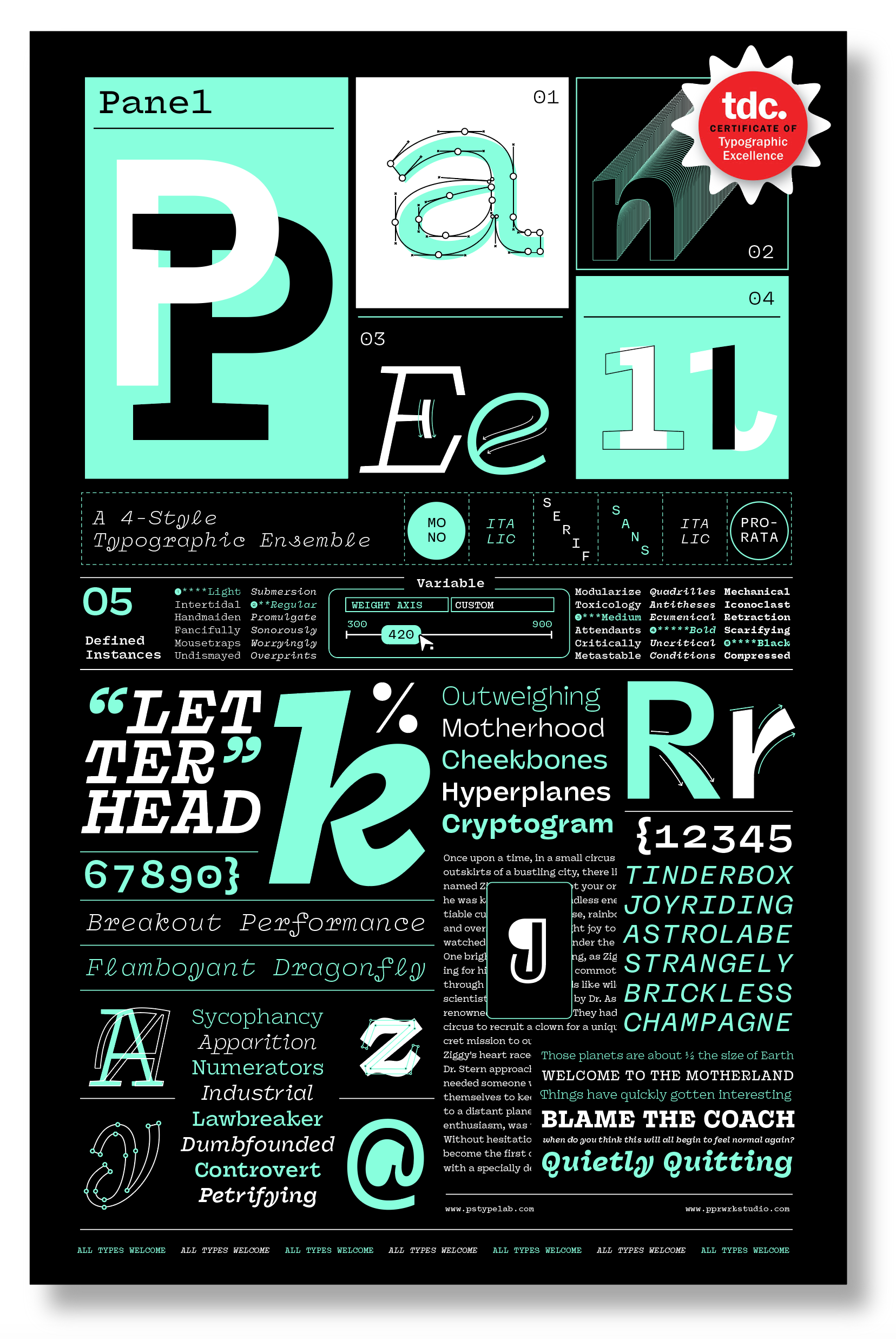 Panel Family picks up Certificate of Excellence from TDC award winning font fonts panel panel family pstype tdc type typeface typography