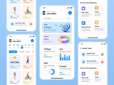 Fitness App app design app ui app ui design app ux app ux design daily tasks design fitness fitness app fitness goal goal target trending app yoga app