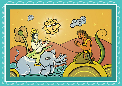 Mahabharata | Digital Illustration - Karna & Lord Indra digital art illustration indian art indian paintings lord indra mahabharat