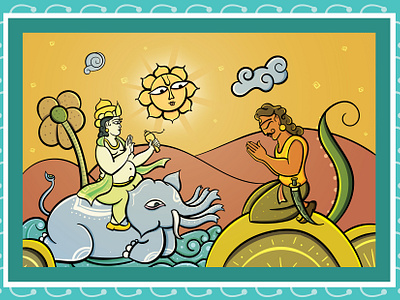 Mahabharata | Digital Illustration - Karna & Lord Indra digital art illustration indian art indian paintings lord indra mahabharat
