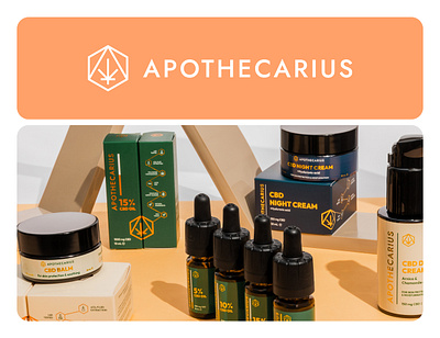 Apothecarius CBD - Logo + Packaging Design abstract brand identity cannabis cannabis logo cannabis packaging cbd cbd logo cbd oil cbd oil logo cbd packaging hexagon hexagon logo letter logo logo design modern molecule molecule logo pharmacy pharmacy logo