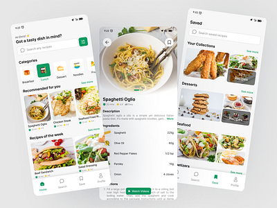 NomNom - Recipe App app clean design cook cooking culinary dailyui design figma food food app inspiration kitchen meal mobile app modern recipe app recipes ui uiux visualdesign