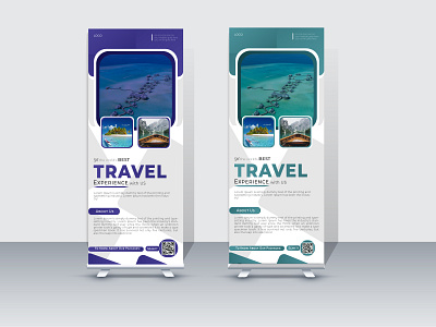Modern Travel Roll Up Banner Design Template banners business design display banner holiday holiday x banner marketing modern roll up rack card roll up roll up banner template tour tourism travel roll up traveler vacation vacation rack card vector x banner