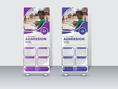 Creative Kid Admission Roll Up Banner Design Template admission admission roll up adobe illustrator back to school branding creative creative roll up design graphic designer kid admission marketing print print ready rack card roll up roll up banner school study template vector