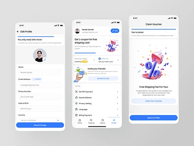 SwiftShip - Logistic App [Profile Page] app mobile application clean design delivery app design edit profile logistic logistic app mobile profile profile page referal code shipping shipping app success state ui ui design uiux