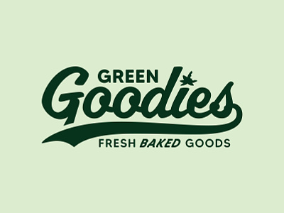 Green Goodies Wordmark baked goods bakery branding dispensary green identity logo script typelogo typography vector weed wordmark