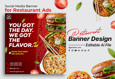 Social Media Banner For Restaurant advertisement bannerdesign branding design grafixerbro graphic design illustration product design social media tutorial