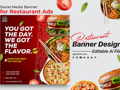 Social Media Banner For Restaurant advertisement bannerdesign branding design grafixerbro graphic design illustration product design social media tutorial