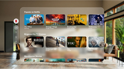 Netflix in Vision Pro branding ui