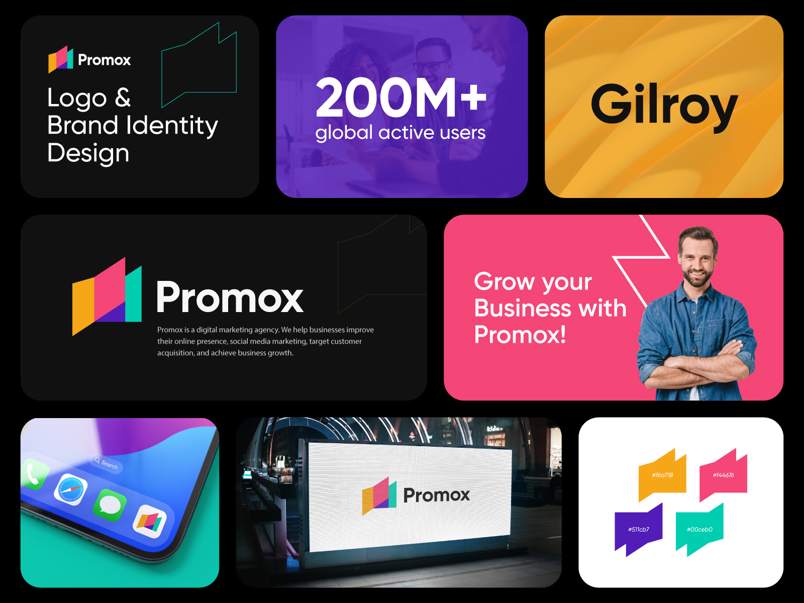 Promox - Brand Identity Design brand guidelines brand identity branding branding agency branding and identity consulting logo design digital agency logo graphic design logo logo and branding logo design logo trends 2024 marketing agency logo marketing logo modern logo monogram logo saas logo tech logo visual identity design