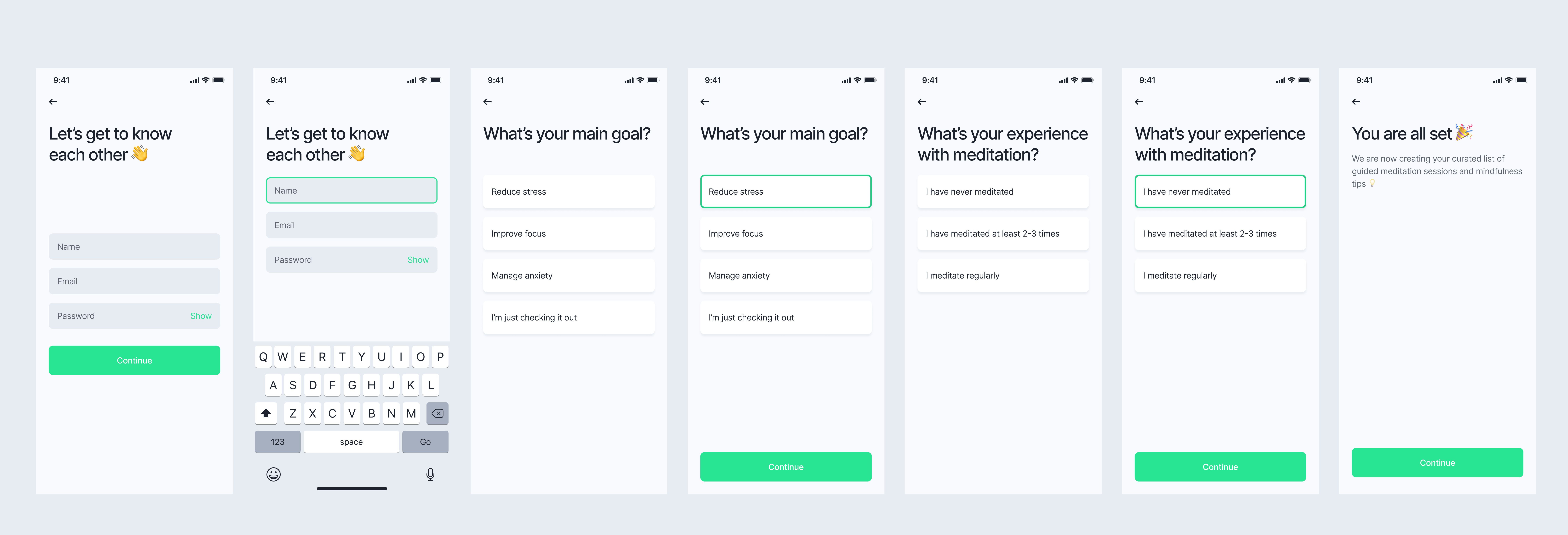 Meditation App Design practice branding graphic design ui
